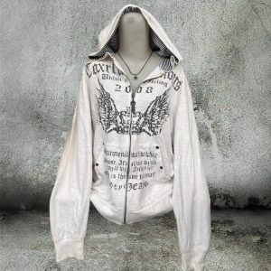 Harajuku Black Hooded Casual Coat Women