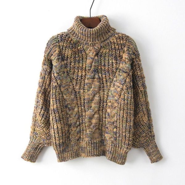 National Style Retro Pullover Thick Turtleneck Loose Women's Knitwear - Image 2