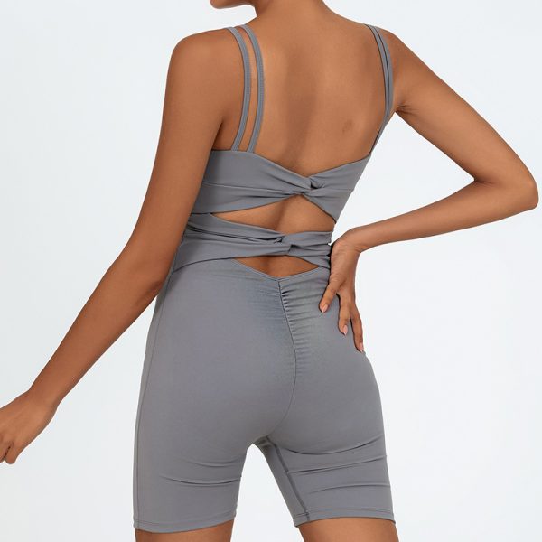 Nude Feel Quick-drying Beauty Back Cross One-piece Shorts - Image 3
