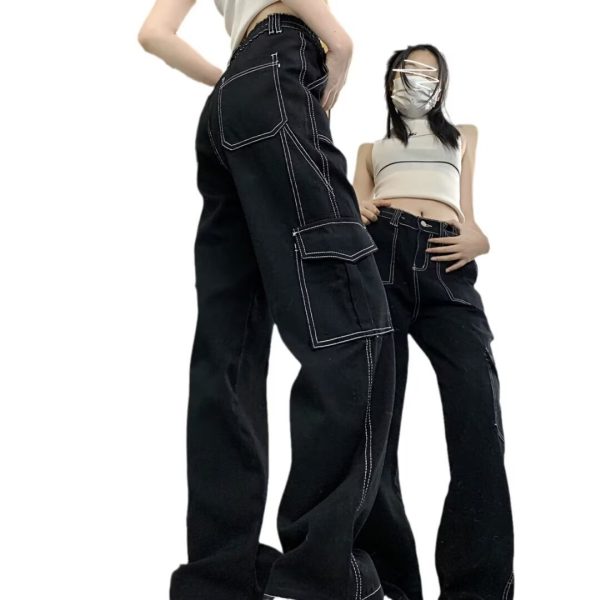 Jeans Women's Straight Loose Spring Wide-leg Overalls - Image 5