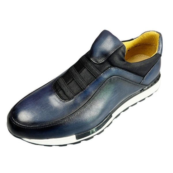 Round Head Genuine Leather Men's Shoes Fashion Casual Sneaker - Image 5