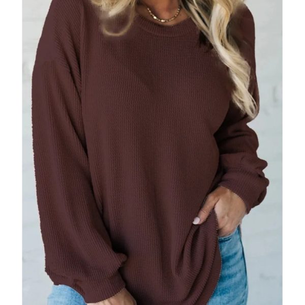 Round Neck Plus Size Loose Pullover Casual Top - Image 10