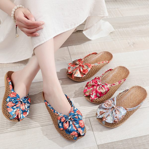 Home Breathable Indoor Rattan Slippers For Women - Image 2