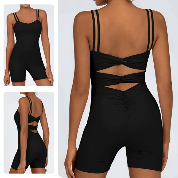 Nude Feel Quick-drying Beauty Back Cross One-piece Shorts - Image 2