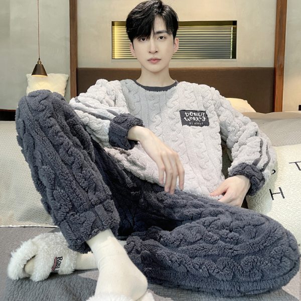 Men's FallWinter Thickened Coral Velvet Pajamas Suit - Image 2
