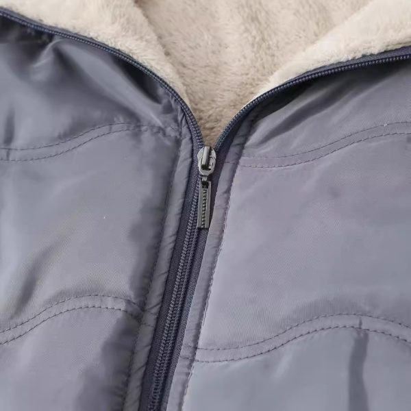 Geometric Wave Hooded Fleece-lined Warm-keeping Cotton Clothing - Image 10