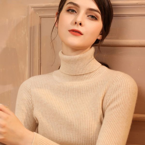 Women's Turtleneck Sweater Slim-fit Lapel Thickening Knitted Bottoming Shirt - Image 2