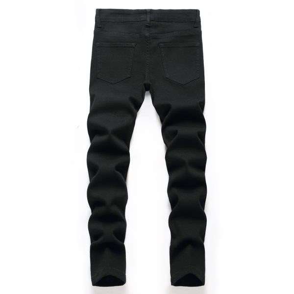 Men's Black Elastic Straight Jeans - Image 2