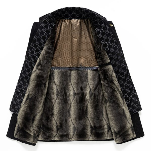 Fashion Men's Woolen Gold Mink Velvet Coat - Image 4