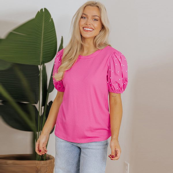 Summer New Solid Color Round Neck Pullover Simple Women - Image 3