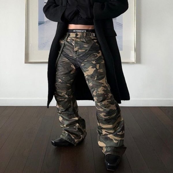 Men's Same Stitching Design Zipper Wide Leg Pants