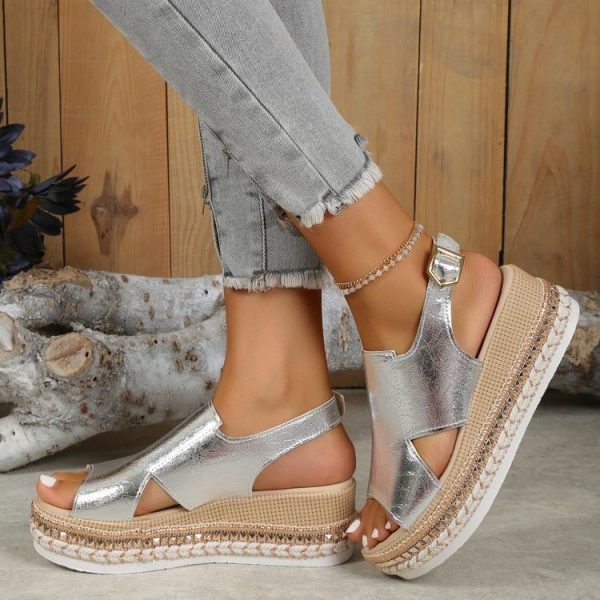 Women's Plus Size Rope Bottom Platform Sandals - Image 3