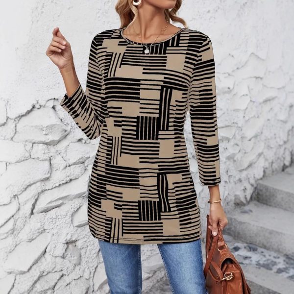 Fashion Casual Crew Neck Top T-shirt Women's Clothing - Image 4