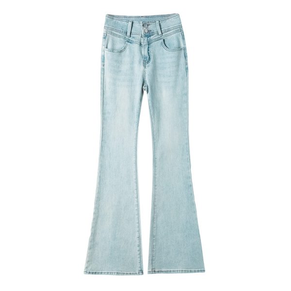 Bow Lace Stitching High Waist Casual Horseshoe Flared Pants - Image 5