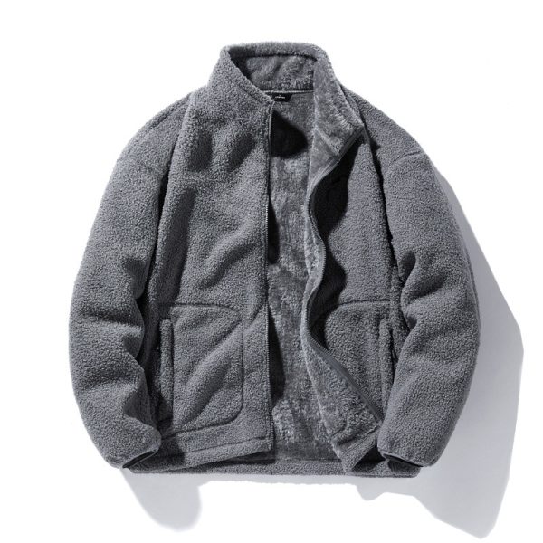 Outdoor Jacket Men's Fleece Stand Collar Loose - Image 2