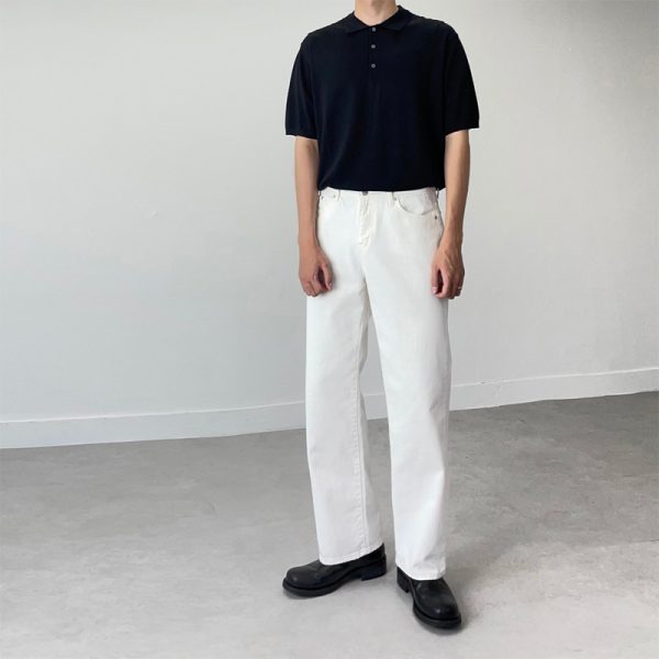 Men's Summer Pure White Loose Straight Jeans - Image 4