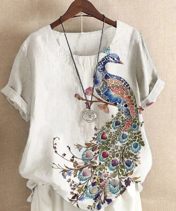 New Short-sleeved T-shirt Flower And Plant Painting 3D Digital Printing Top - Image 4