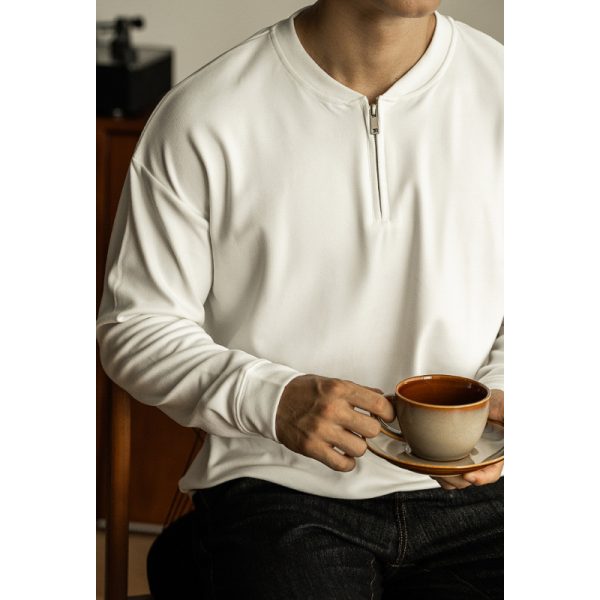Half Long-sleeve Zipper T-shirt Men's Casual Bottoming Shirt - Image 3