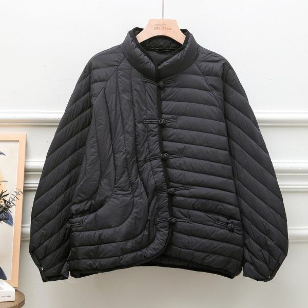 Autumn And Winter Ethnic Style Buckle White Duck Down Coat - Image 4