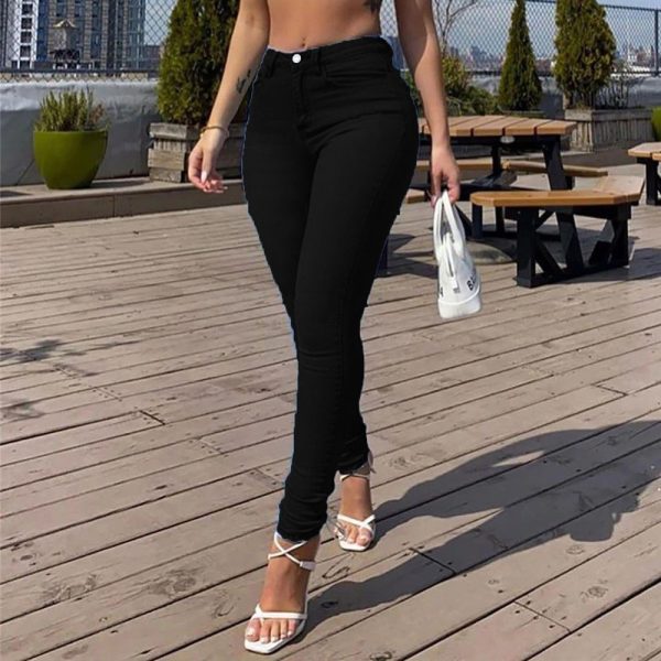 Sexy Peach Hip Skinny Jeans For Women - Image 8