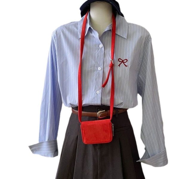 Women's Korean-style Embroidered Long-sleeved Shirt With Bow - Image 7