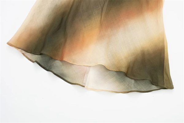 Casual Tie-dyed Ramie Hanging Collar Dress - Image 3