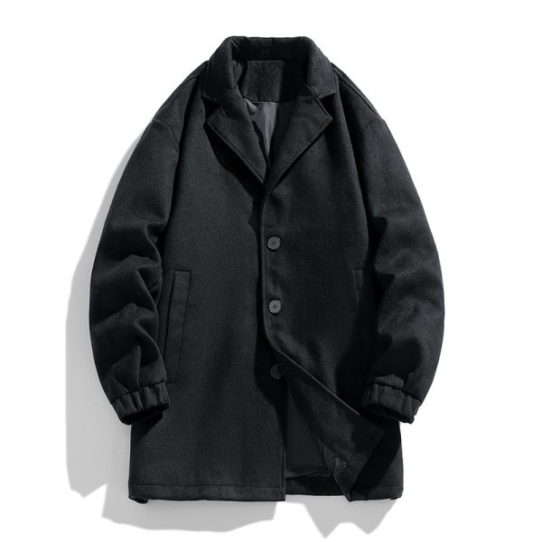 New Men's Casual Loose Mid-length Woolen Trench Coat - Image 6