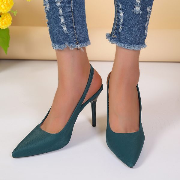 High Heel Sandals Closed Toe Back Empty Back Strap Shallow Mouth - Image 6