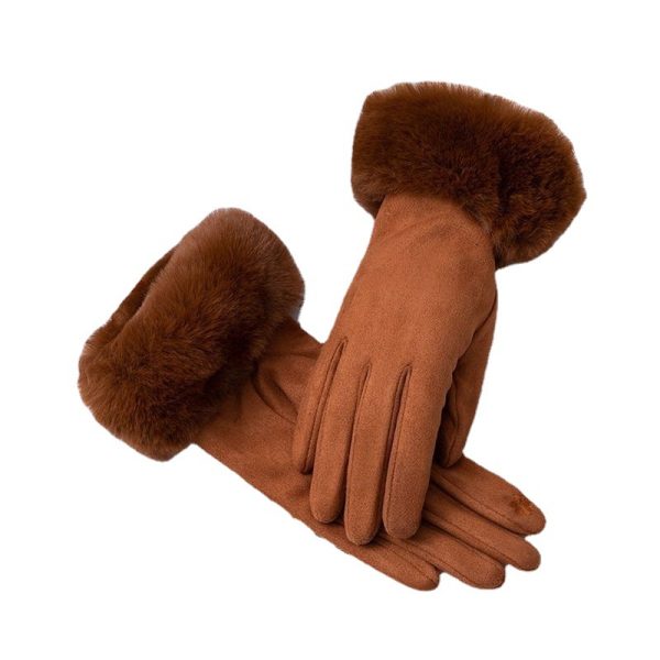 Thermal Touch Screen Fleece-lined Thick Suede Gloves - Image 5