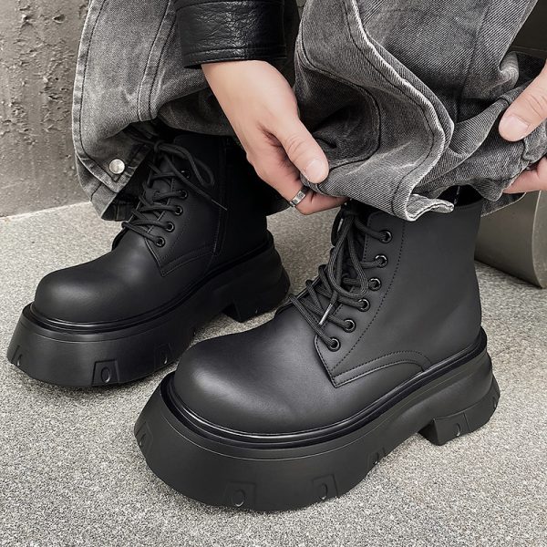 Black Platform Height Increased By 7cm Casual Martin Boots