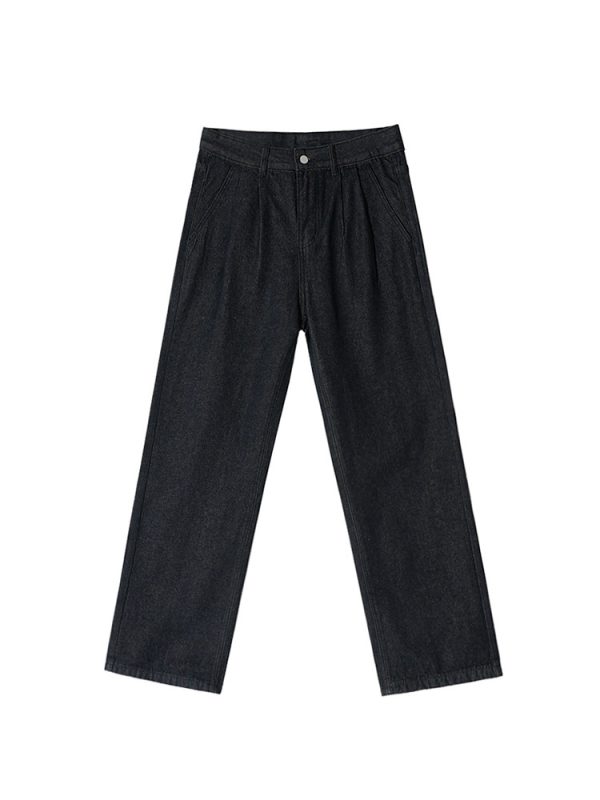 Straight Jeans Men's Casual Loose-fitting Wide-leg Trousers - Image 6
