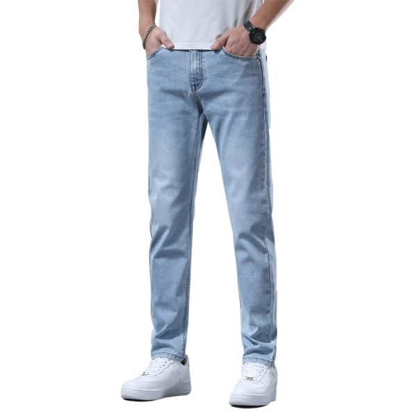 Men's Pants Stretch Slim-fitting Small Straight Trousers - Image 5