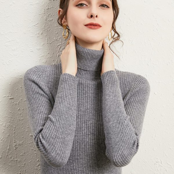 Women's Turtleneck Sweater Slim-fit Lapel Thickening Knitted Bottoming Shirt - Image 5