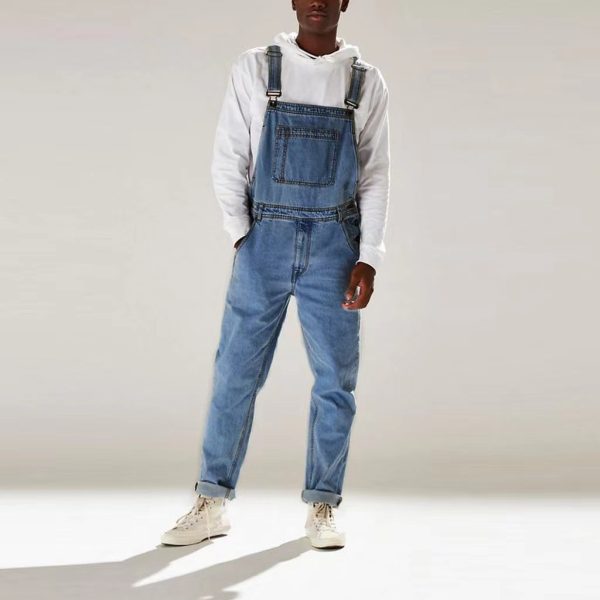 Suspender Pants Suspenders One-piece High Waist Men's Jeans - Image 6