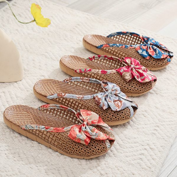 Home Breathable Indoor Rattan Slippers For Women - Image 3