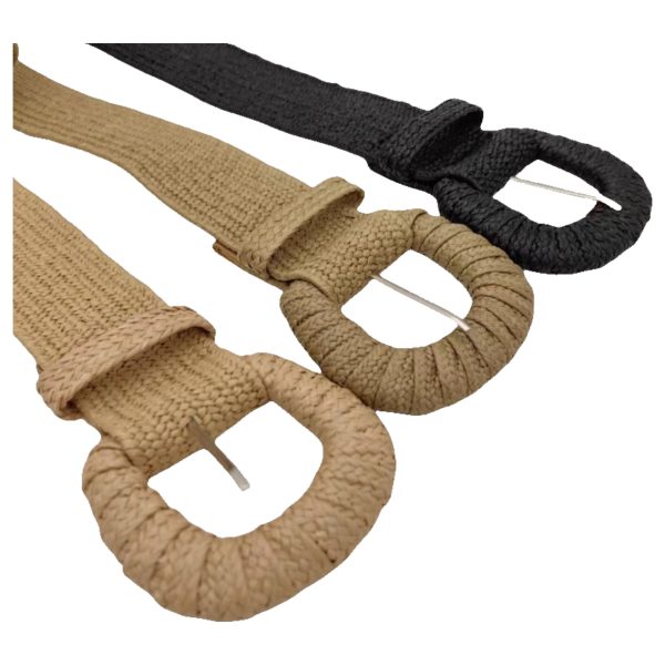Women's Woven Buckle Pp Grass Woven Decorative Belt Simple All-match Dress Belt - Image 3