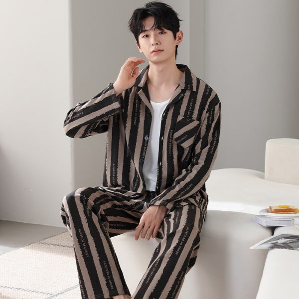 Men's Minimalist Pure Cotton Long Sleeved Home Suit Set - Image 7