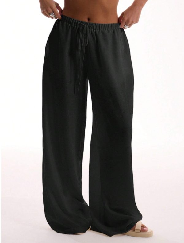 Holiday Textured Linen Feel Tie Waist Trouser - Image 3