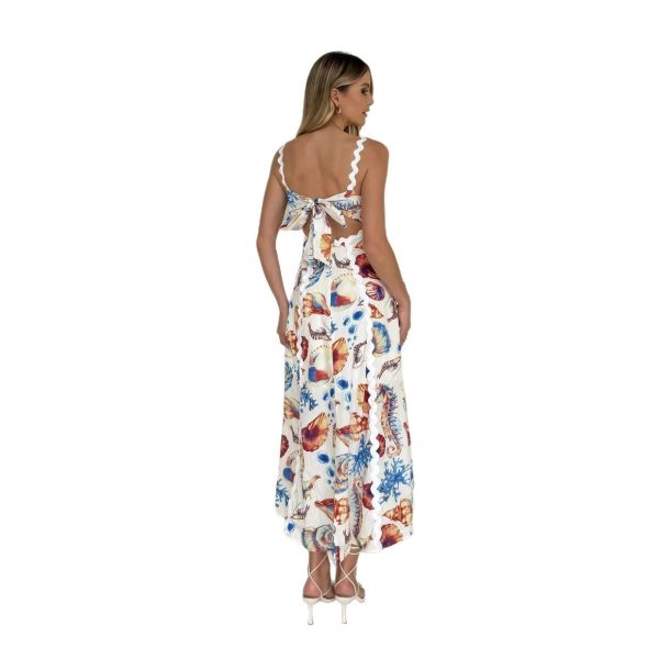 Printed Sling Stitching Dress - Image 5