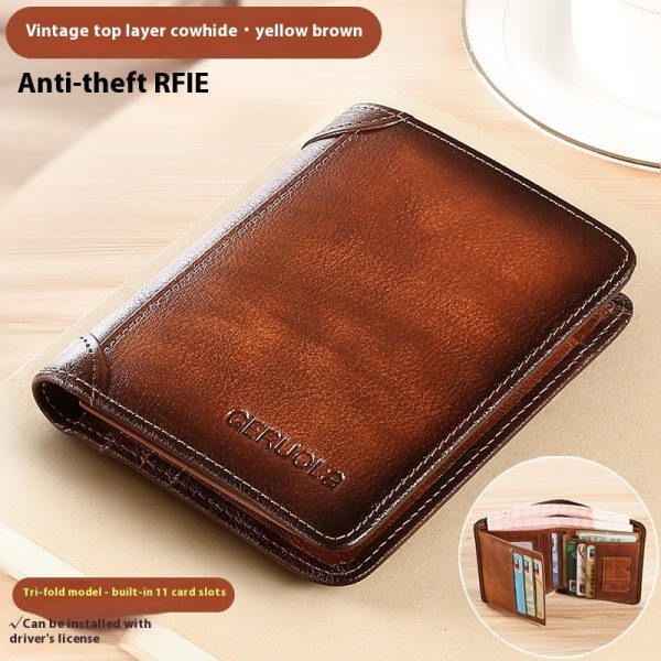 Genuine Leather Anti-theft Swiping Ultra-thin Cheng E Wallet - Image 4