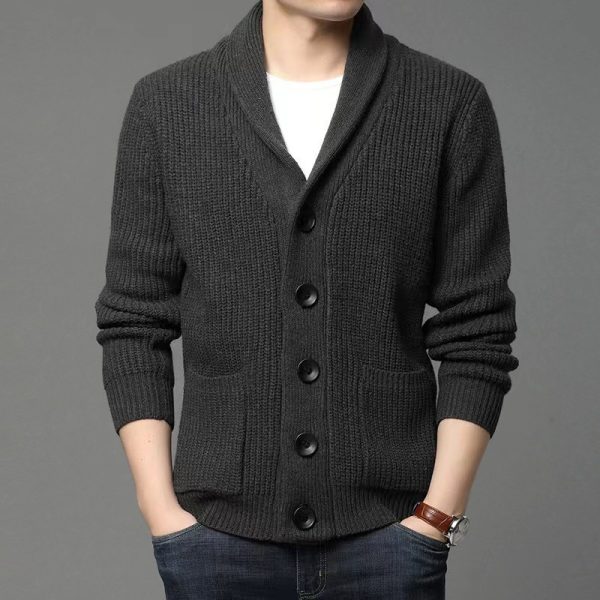 Men's Classic Lapel Cardigan Casual Sweater - Image 4