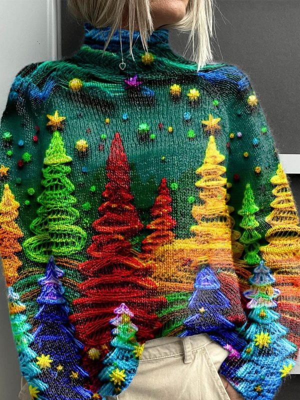 Christmas Abstract Printing Casual Cloak Coat Cardigan Sweater - Image 8