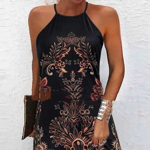 Women's Open-arm Ethnic Printed Breathable Dress