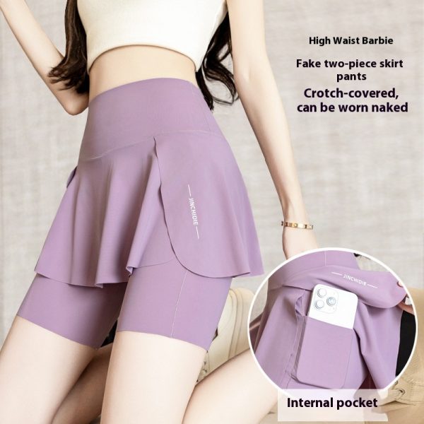 False-two-piece Skirted Leggings Pocket Three-point Shark Pants Yoga Pants - Image 2