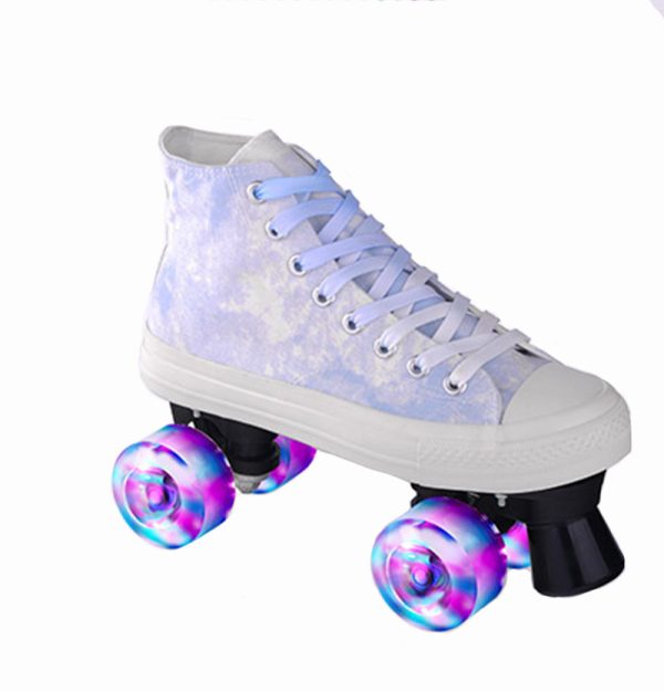 Camouflage Canvas Skates Double Row Four-wheeled Adult - Image 3