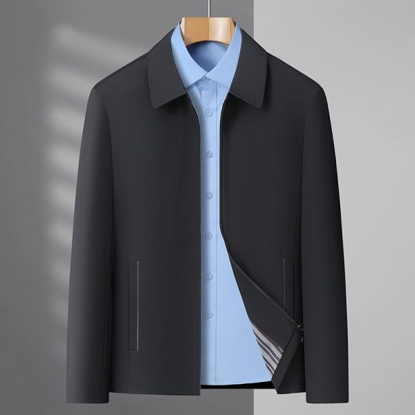 Men's Jacket Business Casual Lapels Zipper Coat - Image 7