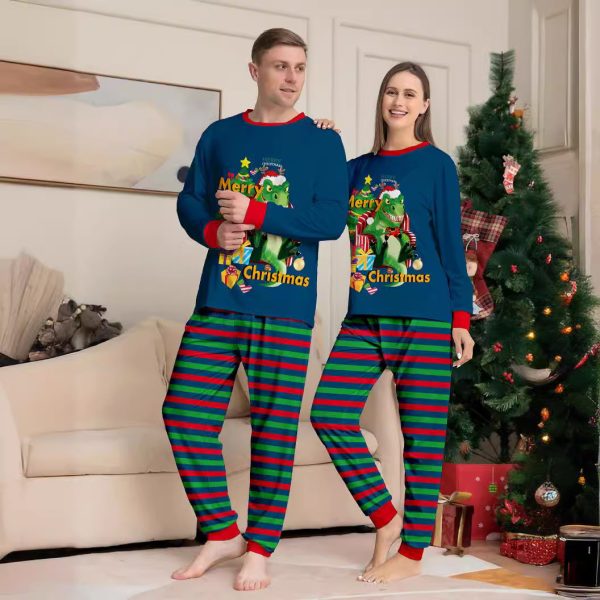Tyrannosaurus Letter Christmas Tree Printing Parent-child Suit Pajamas - Image 3