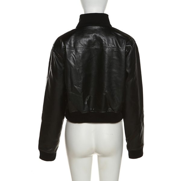 Loose Street Style Stand Up Collar Long Sleeved Jacket - Image 7