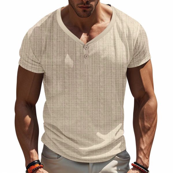 American Summer Men's V-neck Loose Breathable Short Sleeve - Image 5