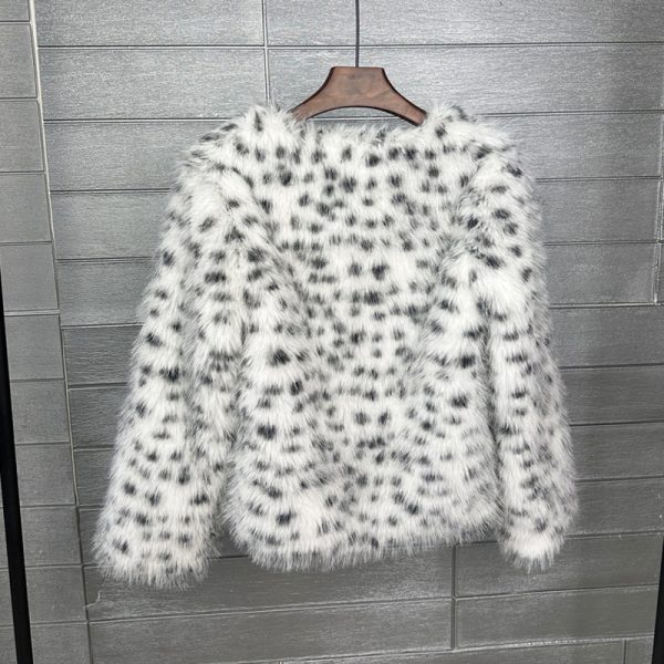 Fur Black And White Spots Women's Short Coat - Image 3